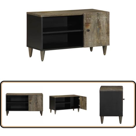 vidaXL Meuble TV gris clair 80x31,5x46 cm bois massif de manguier