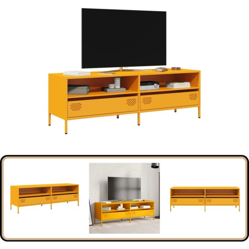 Vidaxl - Meuble tv jaune moutarde 135x39x43,5 cm acier laminé à froid