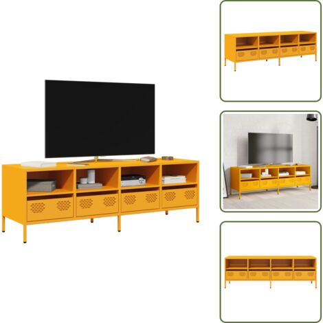 vidaXL Meuble TV jaune moutarde 135x39x43,5 cm acier laminé à froid
