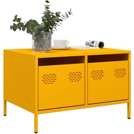 vidaXL Meuble TV jaune moutarde 68x50x43,5 cm acier laminé à froid