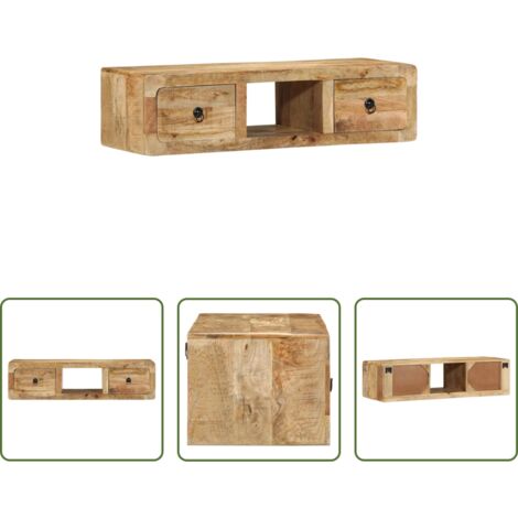 vidaXL Meuble tv -  Meuble TV mural 100x32x25 cm bois massif manguier brut