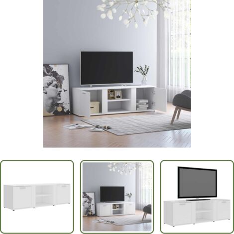 vidaXL Meuble tv moderne -  Meuble TV Blanc 120x34x37 cm Bois d'ingénierie