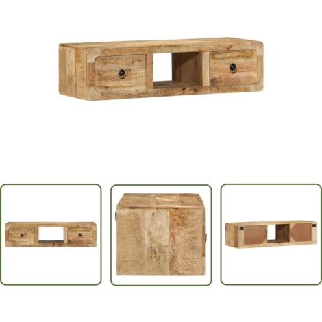 vidaXL Meuble TV mural 100x32x25 cm bois massif manguier brut