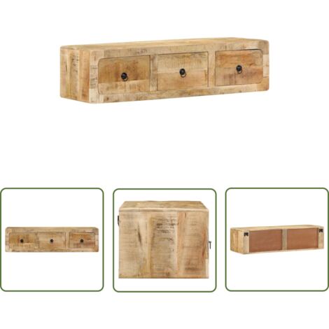 vidaXL Meuble TV mural 100x32x25 cm bois massif manguier brut