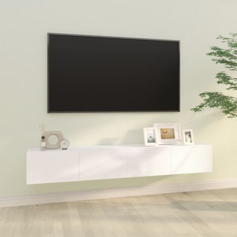 Vidaxl – Meuble TV mural 2 pcs blanc 100x30x30 cm en bois d'ingénierie – Design élégant et classique – Rangement spacieux avec portes rabattables