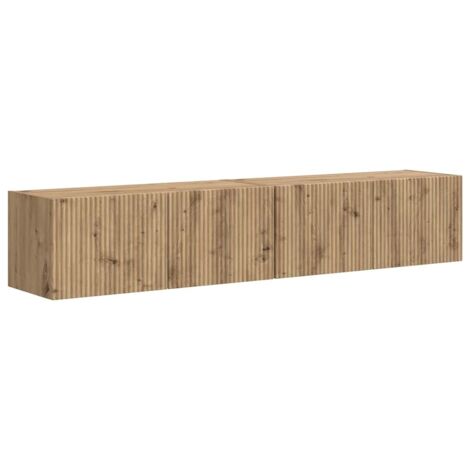 Vidaxl – Meuble TV mural 2 pcs en bois d'ingénierie – Dimensions 78,5 x 31 x 29,5 cm – Portes pivotantes à 90° – Étagères murales modernes