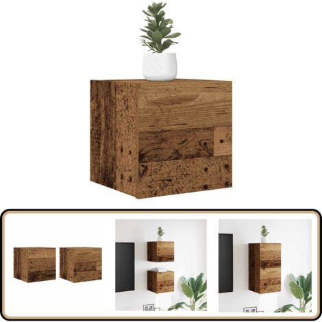 vidaXL Meuble TV mural 2 pcs vieux bois 30,5x30x30 cm