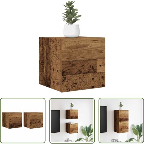 vidaXL Meuble TV mural 2 pcs vieux bois 30,5x30x30 cm