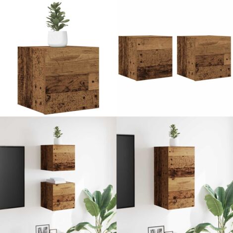 vidaXL Meuble TV mural 2 pcs vieux bois 30,5x30x30 cm
