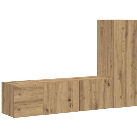 Vidaxl – Meuble TV mural 3 pièces en bois d'ingénierie chêne artisan – Grand espace de rangement – Design moderne minimaliste