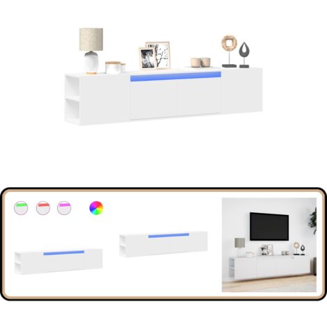 vidaXL Meuble TV mural avec LED blanc 180x31x39,5 cm