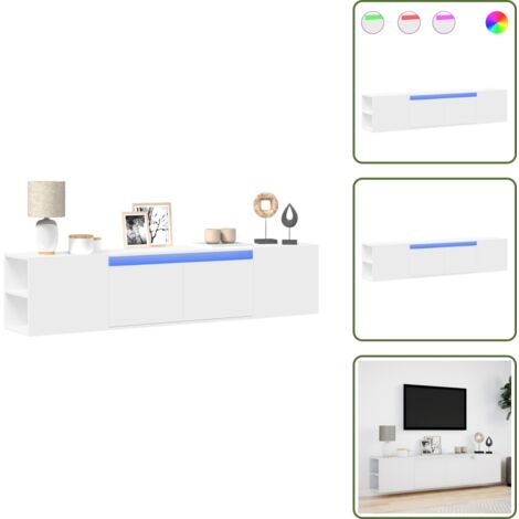 vidaXL Meuble TV mural avec LED blanc 180x31x39,5 cm
