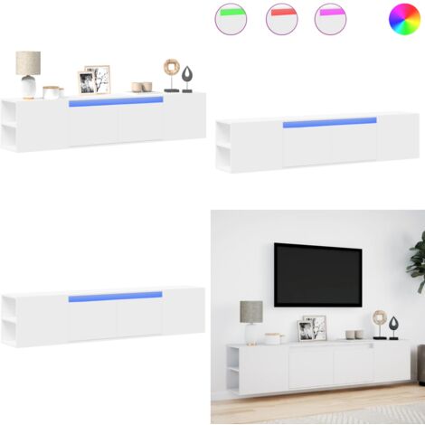 vidaXL Meuble TV mural avec LED blanc 180x31x39,5 cm