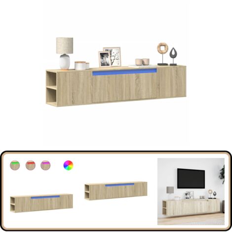 vidaXL Meuble TV mural avec LED chêne sonoma 180x31x39,5 cm