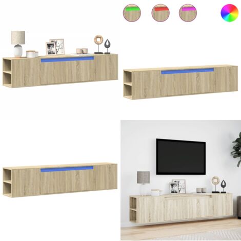 vidaXL Meuble TV mural avec LED chêne sonoma 180x31x39,5 cm