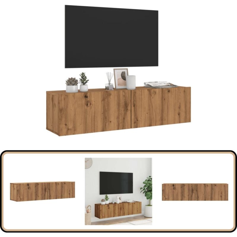 Vidaxl - Meuble tv mural chêne artisanal 120x30x30 cm bois d'ingénierie