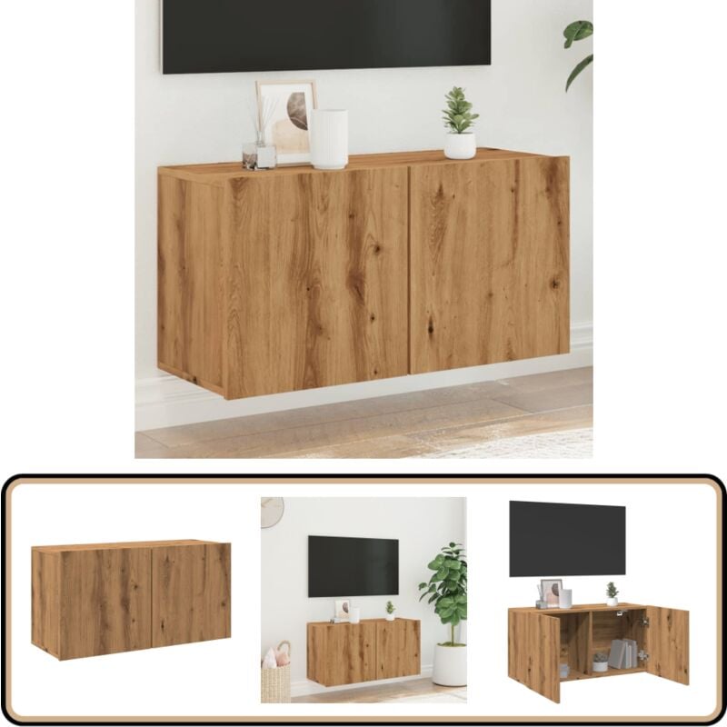 Vidaxl - Meuble tv mural chêne artisanal 80x30x41 cm