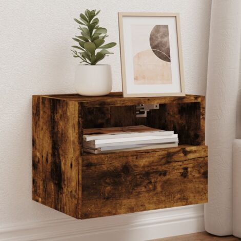 Vidaxl – Meuble TV mural chêne fumé 40x30x30 cm – Bois d'ingénierie – Résistant à l'humidité – Optimise l'espace de rangement