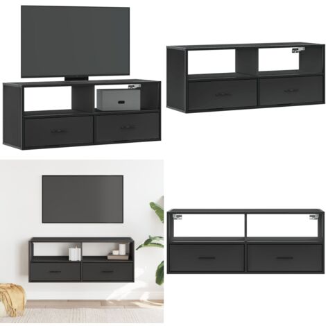 vidaXL Meuble TV noir 100x31x39,5 cm bois d'ingénierie et métal