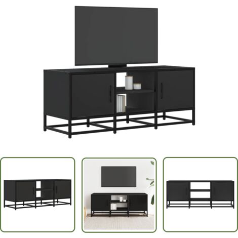 vidaXL Meuble TV noir 100x35x41 cm bois d'ingénierie et métal