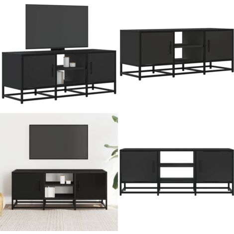 vidaXL Meuble TV noir 100x35x41 cm bois d'ingénierie et métal