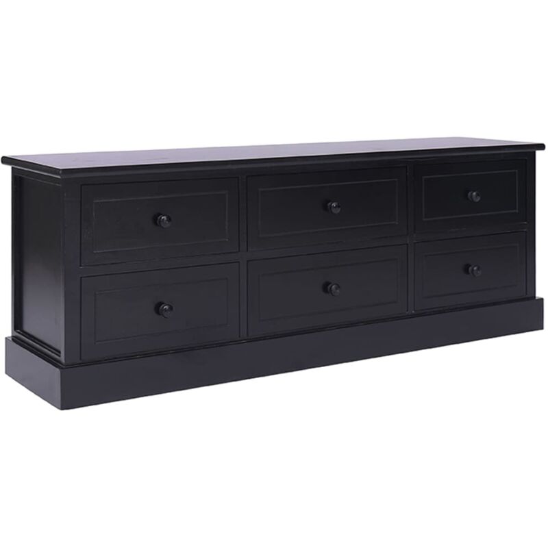 VIDAXL  - Meuble tv Noir 108x30x40 cm Bois de Paulownia solide Noir