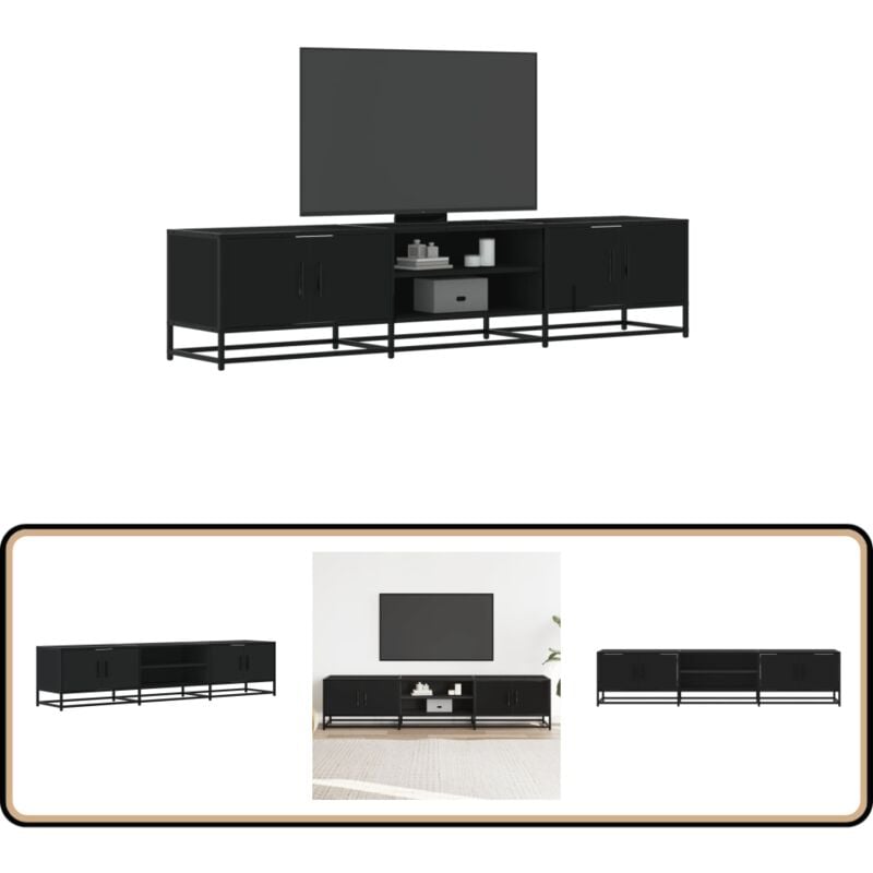 vidaXL Meuble TV noir 180x35x41 cm bois d'ingénierie