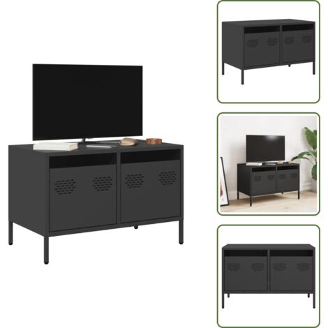 vidaXL Meuble TV noir 68x39x43,5 cm acier laminé à froid