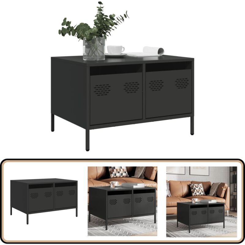 Vidaxl - Meuble tv noir 68x50x43,5 cm acier laminé à froid