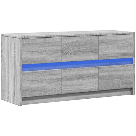 Vidaxl – Meuble TV sonoma gris 100x34x50 cm – Bois d'ingénierie – Éclairage LED RVB intégré – Capacité 65 kg – Assemblage requis