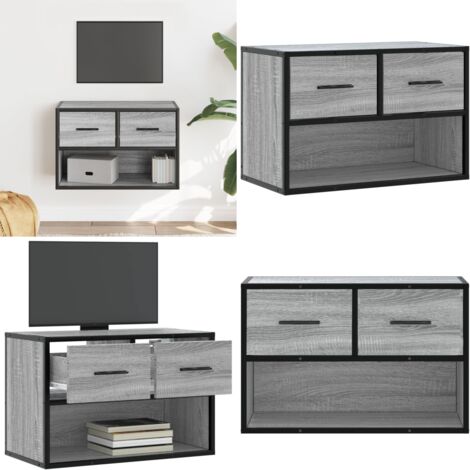 vidaXL Meuble TV sonoma gris 60x31x39,5 cm bois d'ingénierie et métal