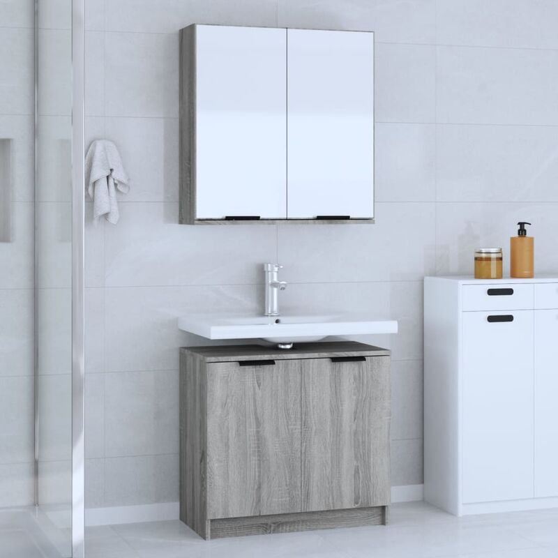 Vidaxl - Ensemble de meubles de salle de bain avec sublavabo et armoire murale avec miroir de différentes couleurs couleur : Ciment