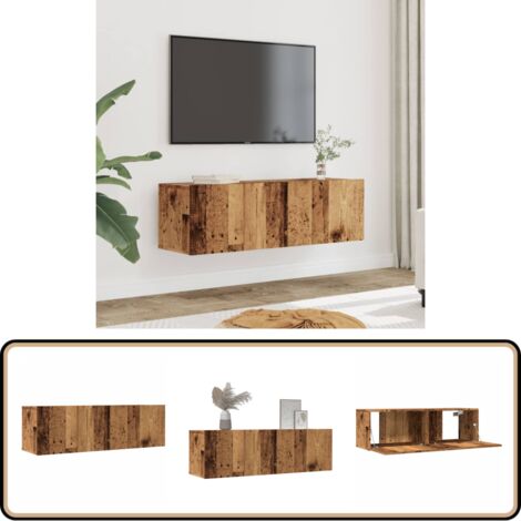 vidaXL Meubles TV muraux 2 pcs vieux bois 100x30x30 cm