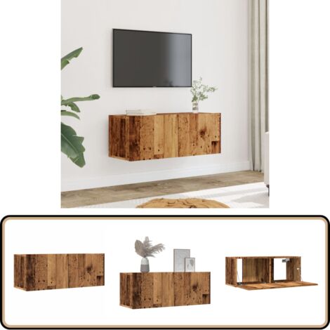 vidaXL Meubles TV muraux 2 pcs vieux bois 80x30x30 cm