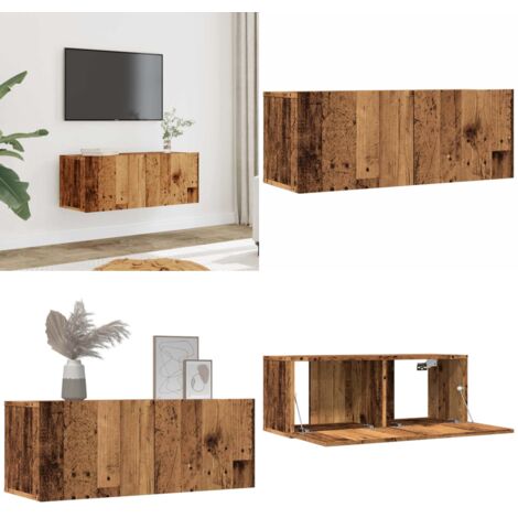 vidaXL Meubles TV muraux 2 pcs vieux bois 80x30x30 cm