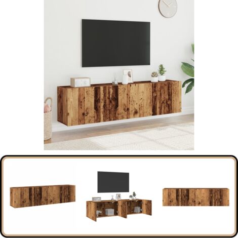 vidaXL Meubles TV muraux 2 pcs vieux bois 80x30x41 cm