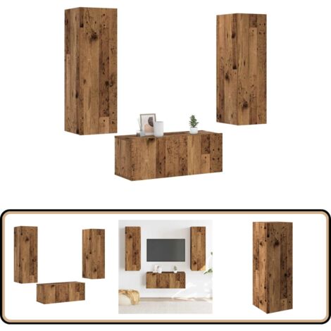 vidaXL Meubles TV muraux 3 pcs vieux bois bois d'ingénierie