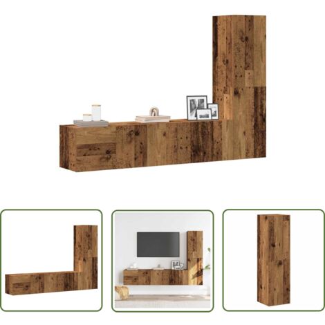 vidaXL Meubles TV muraux 3 pcs vieux bois bois d'ingénierie