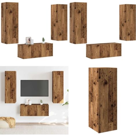 vidaXL Meubles TV muraux 3 pcs vieux bois bois d'ingénierie