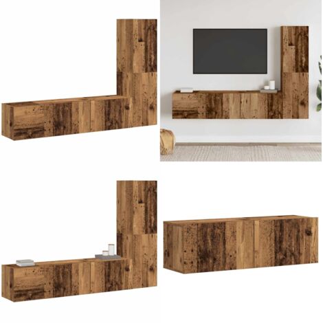 vidaXL Meubles TV muraux 3 pcs vieux bois bois d'ingénierie