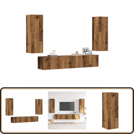 vidaXL Meubles TV muraux 4 pcs vieux bois bois d'ingénierie