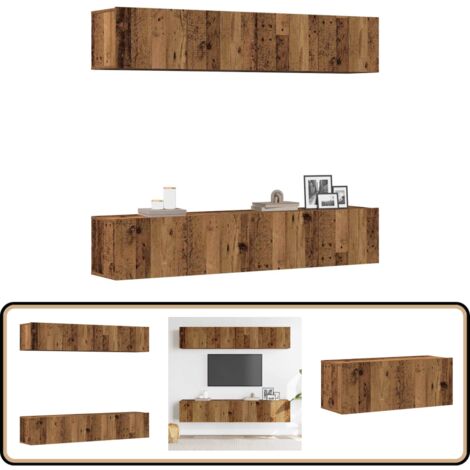 vidaXL Meubles TV muraux 4 pcs vieux bois bois d'ingénierie