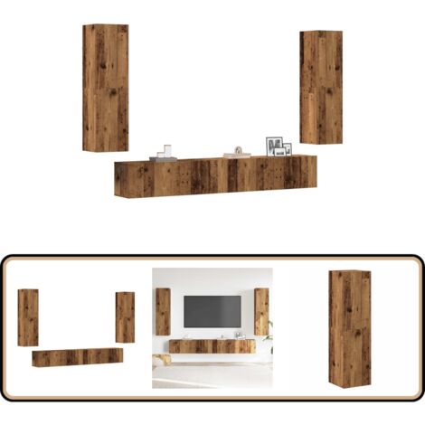 vidaXL Meubles TV muraux 4 pcs vieux bois bois d'ingénierie