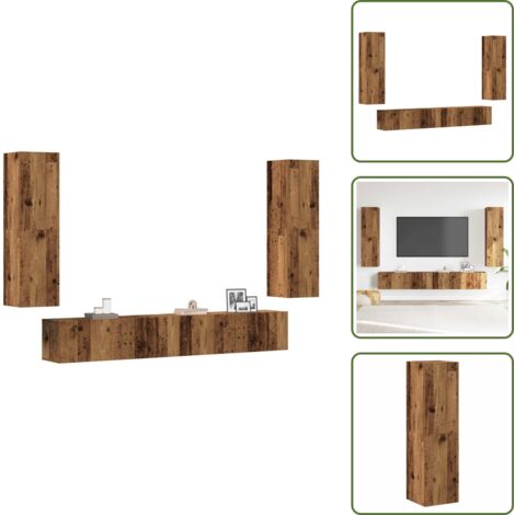 vidaXL Meubles TV muraux 4 pcs vieux bois bois d'ingénierie