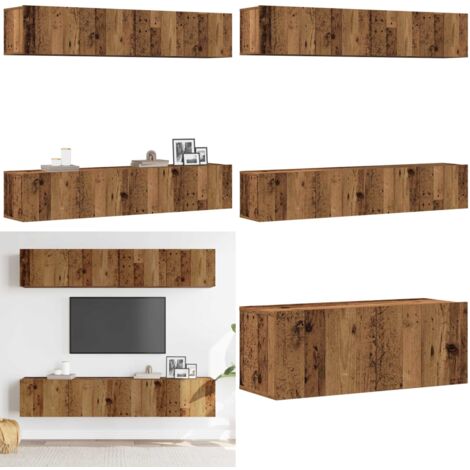 vidaXL Meubles TV muraux 4 pcs vieux bois bois d'ingénierie