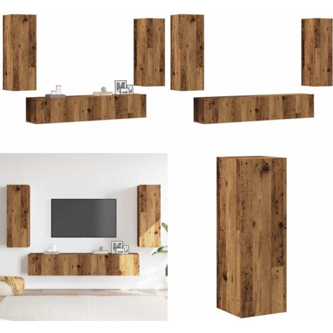 vidaXL Meubles TV muraux 4 pcs vieux bois bois d'ingénierie