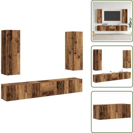 vidaXL Meubles TV muraux 5 pcs vieux bois bois d'ingénierie