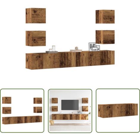 vidaXL Meubles TV muraux 6 pcs vieux bois bois d'ingénierie