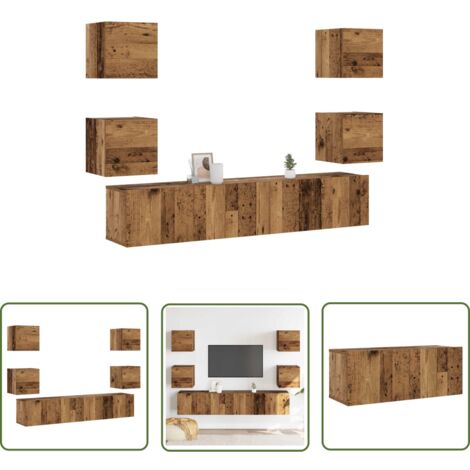 vidaXL Meubles TV muraux 6 pcs vieux bois bois d'ingénierie