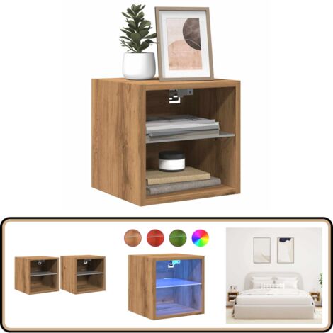 vidaXL Meubles TV muraux lumières LED 2 pcs chêne artisanal